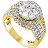 Image 1 : 2.0CT Diamond Flower 14KT Ring Yellow Gold