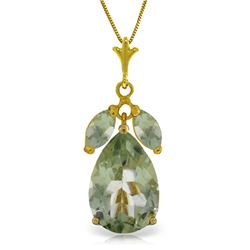 6.5 ctw Green Amethyst Necklace Jewelry 14KT Yellow Gold