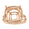 Image 1 : Genuine 14K Rose Gold 0.58CTW Diamond Semi Mount Ring - REF-94N8A