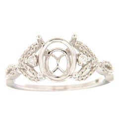 Genuine 14K White Gold 0.3CTW Diamond Semi Mount Ring - REF-48R2H