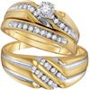 Image 1 : 0.33CT Diamond Trio Set 10KT Ring Yellow Gold