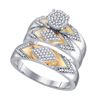 Image 1 : 0.35CT Diamond Trio Set 10KT Ring 2Tone Gold