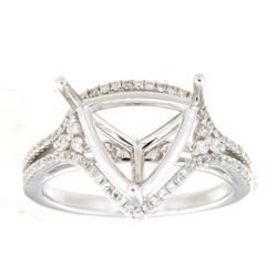 Genuine 14K White Gold 0.4CTW Diamond Semi Mount Ring - REF-73T7K