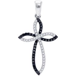 0.15CTW White and Black Diamond Anniversary 10KT Pendant White Gold