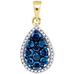 0.75CTW White and Blue Diamond Anniversary 10KT Pendant Yellow Gold