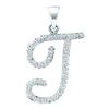 Image 1 : 0.02CT Diamond Initial-T 10KT Pendant White Gold