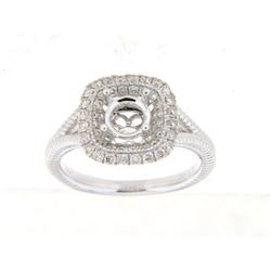 Genuine 14K White Gold 0.44CTW Diamond Semi Mount Ring - REF-71H9W