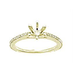 Genuine 14K Yellow Gold 0.24CTW Diamond Semi Mount Ring - REF-37X3Y