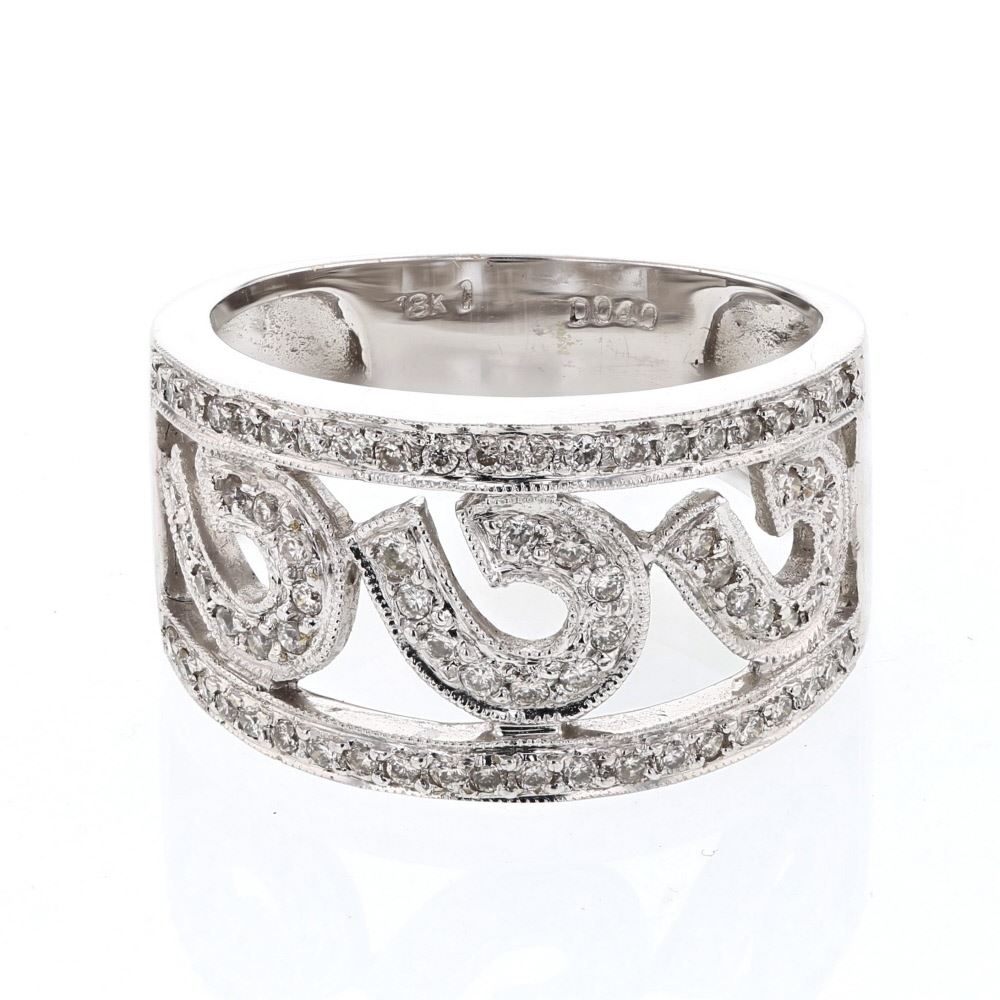 Genuine 18K White Gold 0.4CTW Diamond Rings - REF-73M3F