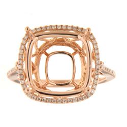 Genuine 14K Rose Gold 0.31CTW Diamond Semi Mount Ring - REF-60H2W
