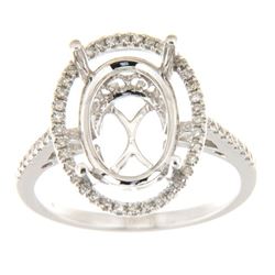 Genuine 14K White Gold 0.26CTW Diamond Semi Mount Ring - REF-53Z5T
