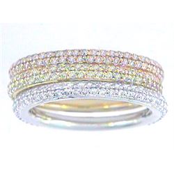 Genuine 14K Tri Color Gold 1.57CTW Diamond Band Ring - REF-152T3K
