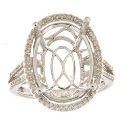 Genuine 14K White Gold 0.37CTW Diamond Semi Mount Ring - REF-75Y8Z