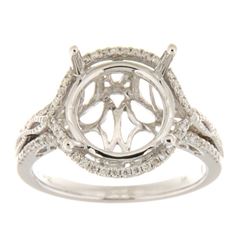 Genuine 14K White Gold 0.45CTW Diamond Semi Mount Ring - REF-73K9R