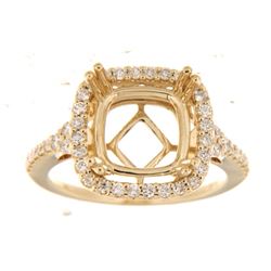 Genuine 14K Yellow Gold 0.52CTW Diamond Semi Mount Ring - REF-81A6X