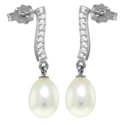 8.28 ctw Pearl & Diamond Earrings Jewelry 14KT White Gold