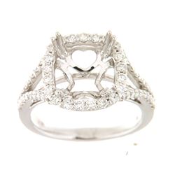 Genuine 14K White Gold 0.68CTW Diamond Semi Mount Ring - REF-93A8X