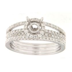 Genuine 14K White Gold 0.79CTW Diamond Semi Mount Ring - REF-107X5Y