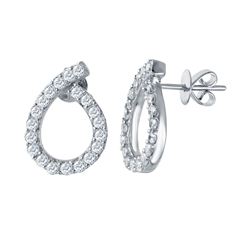 Genuine 1.43 TCW 14K White Gold Ladies Earring - REF-119Y5Z