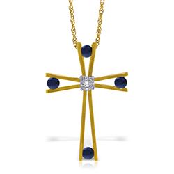 0.53 ctw Sapphire & Diamond Necklace Jewelry 14KT Yellow Gold