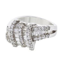Genuine 18K WhiteGold 1.65CTW Baguette Fashion Ring - REF-217R4H
