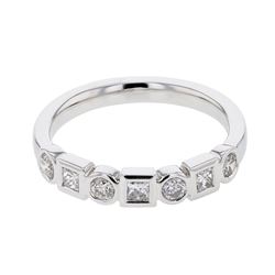 Genuine 14K White Gold 0.43CTW Diamond Wedding Band  - REF-61A2X