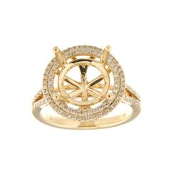 Genuine 14K Yellow Gold 0.72CTW Diamond Semi Mount Ring - REF-107T2K