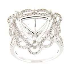 Genuine 14K White Gold 1.01CTW Diamond Semi Mount Ring - REF-104M9F