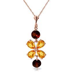3.15 ctw Citrine & Garnet Necklace Jewelry 14KT Rose Gold