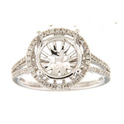 Genuine 14K White Gold 0.38CTW Diamond Semi Mount Ring - REF-66H6W