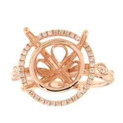Genuine 14K Rose Gold 0.41CTW Diamond Semi Mount Ring - REF-77G8M