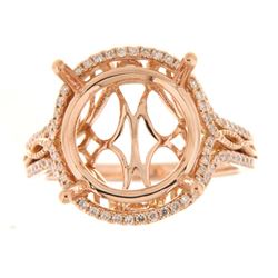 Genuine 14K Rose Gold 0.5CTW Diamond Semi Mount Ring - REF-83Y8Z