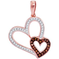 0.02CTW White and Champagne Diamond Anniversary 10KT Pendant Rose Gold