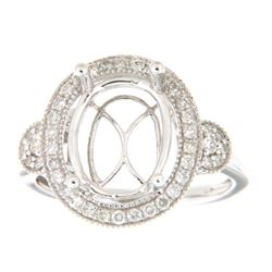 Genuine 14K White Gold 0.35CTW Diamond Semi Mount Ring - REF-62R5H