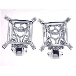 Genuine 14KWhite Gold 0.08CTW Diamond Semi-Mount Earrings - REF-76T3K