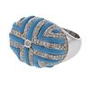 Image 1 : Genuine 18K WhiteGold 2.72CTW Turquoise Cocktail Ring - REF-174H4W
