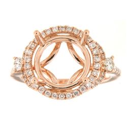 Genuine 14K Rose Gold 0.62CTW Diamond Semi Mount Ring - REF-84T8K