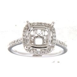 Genuine 14K White Gold 0.35CTW Diamond Semi Mount Ring - REF-57R2H