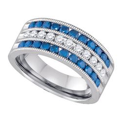 1.0CTW White and Blue Diamond Anniversary 10KT Ring White Gold