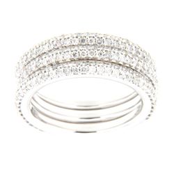 Genuine 14K White Gold 1.59CTW Diamond Band Ring - REF-196X3Y