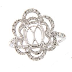 Genuine 14K White Gold 0.5CTW Diamond Semi Mount Ring - REF-70F3N