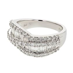 Genuine 18K WhiteGold 1.52CTW Baguette Fashion Ring - REF-191M8F