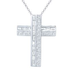 Genuine 0.73 TCW 18K White Gold Ladies Necklace - REF-105H4W