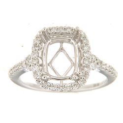 Genuine 14K White Gold 0.5CTW Diamond Semi Mount Ring - REF-71Y2Z