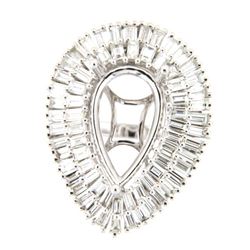 Genuine 14K White Gold 2.2CTW Baguette Semi Mount Ring - REF-291N5A