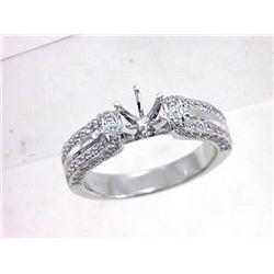 Genuine 18K White Gold 0.5CTW Diamond Semi Mount Ring - REF-109T9K