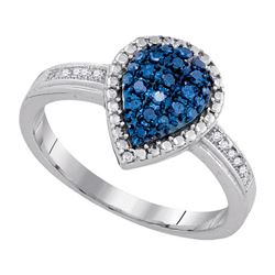 0.20CTW White and Blue Diamond Anniversary 10KT Ring White Gold