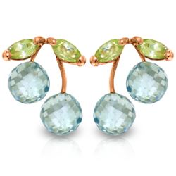 2.9 ctw Blue Topaz & Peridot Earrings Jewelry 14KT Rose Gold
