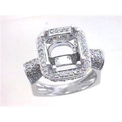 Genuine 14K White Gold 0.71CTW Diamond Semi Mount Ring - REF-91W8G