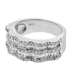 Genuine 18K WhiteGold 1.55CTW Baguette Fashion Ring - REF-101H9W